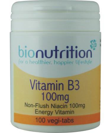 Bio Nutrition Vitamin B3 100mg : Energy and Performance Vitamin : 100 vegi-tabs