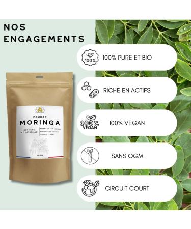 essential oil Moringa powder 100 natural hair growth reduces hair loss cleanses the skin reduces wrinkles all hair and skin 100 g French brand - Buy Online on GoSupps.com