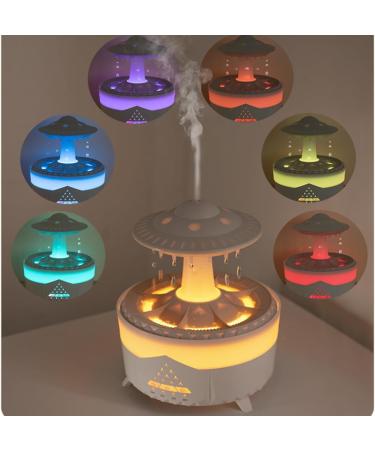 Rain Cloud Humidifier Water Drip Remote Control Timing 350ML Mushroom Aromatherapy Essential Oils Diffuser with Adjustable 7 LED Night Light for Sleeping and Relaxing White - Buy Online on GoSupps.com