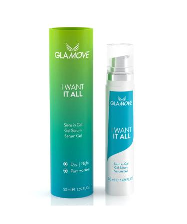 Vitamin C Brightening Face Serum Gel 50ml - I WANT IT ALL by GLAMOVE - Multifunction Face Serum - Brightens Dry Skins Reduces Wrinkles and Signs of Stress - MADE IN ITALY Vegan