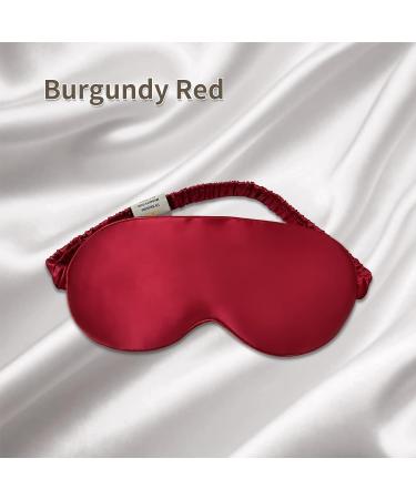Silk Sleep Mask for Women/Men/Girls | 19 Momme 100% Pure Mulberry Silk | Blackout Anti-Allergy Blindfold | Elastic Strap for Night Travel Nap Meditation | Burgundy Red - Buy Online on GoSupps.com