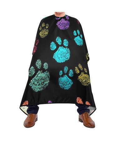 Waterproof Barber Cape -Dog's Paw Colorful Cheetah Haircut Bib for Men Unisex Hair Cutting Cape(8rp1a)