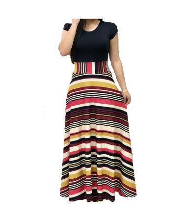 Women Elegant Round collar dress maxi dress swing party dress cocktail dress floral pressure long arm tunic dress long dress 3xL multi -colored