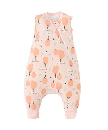 Duomiaomiao Winter Sleeping Bag with Legs 2.5 Tog Baby Sleeping Bag with Feet Cotton Toddler Sleeping Bag Baby Sleeveless Wearable Blanket Breathable for Unisex Girls Boys 95cm / baby height 100-110cm 2.5tog New Pink Forest