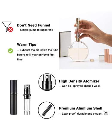 Yeejok Portable Refillable Perfume Atomizer Spray Pump - 5ml Travel Size Bottle for Men and Women, Black - Buy Online on GoSupps.com