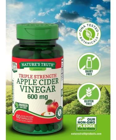 Nature's Truth Apple Cider Vinegar 1200mg Triple Strength Capsules - 60 Count - Buy Online on GoSupps.com