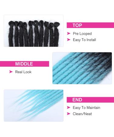24 Ombre Mint Green Crochet Dreadlock Extensions - 10Dreads Hip Hop Style | Synthetic Hair | 24 Inch | White Women - Buy Online on GoSupps.com