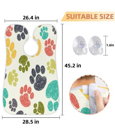 Colorful Dog Paws Print Beard Bib Apron | Waterproof Grooming Cape for Men | Hair Catcher & Trimming Aid | Perfect Gift for Dog Lovers - Buy Online on GoSupps.com