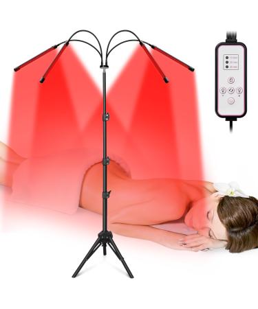 Mojimdo Red Light Therapy Lamp 660nm&850nm Infrared Light with Flexible Gooseneck Arm and Height-Adjustable Stand for Targeted Use on Face Body Knee Back - Ideal for Home Use