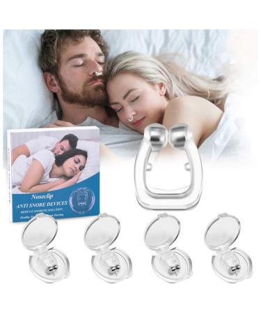 Silicone Magnetic Anti Snoring Clip (4 Packs)- Effective Snoring Solution Anti Snoring Devices Snore Stopper Nose Clip Stop Snore Devices Professional Sleeping Aid Relieve Snore (4 pcs)