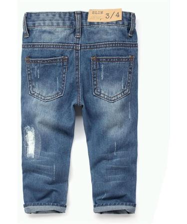 KIDSCOOL SPACE Baby Girl Boy Slim Jeans | Ripped Denim Pants 3-4 Years | Slim Blue-2047 - Buy Online on GoSupps.com