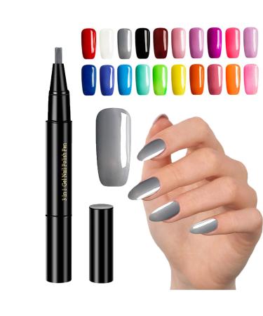 TMMG 3 In 1 One Step Nail Gel Pen 20 Colors Nail Polish Pens Brush Pen No Need Base Top Coat for Women Girls Diy Drawing Polish Marker Pen Gel Nail Kit (A03 1pcs)