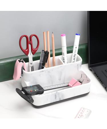 ZCCZ Marble Look Toothbrush Holder - Electric Toothpaste & Makeup Brush Stand - Bathroom Organizer with Removable Tablet - Buy Online on GoSupps.com