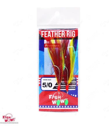 Fish WOW! 10pk Colors Fishing Feather Rockfish Rig with 5/0 High-Carbon Hooks - Buy Online on GoSupps.com