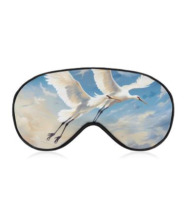 Cranes Birds Flying Sky Sleep Mask Cute Eye Shade Travel Eyemask with Adjustable Strap for Sleeping
