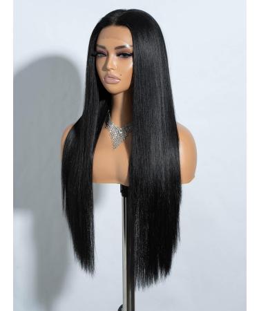 Joedir 30-Inch 13x4 Straight Lace Frontal Wig - Pre-Plucked Synthetic Black Gluely Wig for Women with Baby Hair - Free Parting Light Yaki Style - Buy Online on GoSupps.com