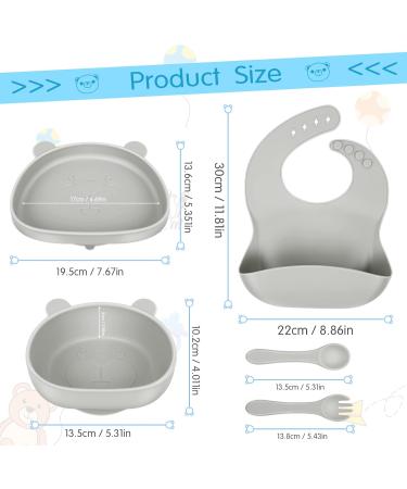 ZS ZHISHANG Baby Weaning Set - Silicone Baby Feeding Plate and Bowl Set in Smoky Gray - Buy Online on GoSupps.com