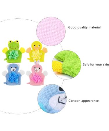 Mobestech 4Pcs Cartoon Children Bath Shower Gloves - Animal Design Bath Sponge for Baby Toddler Kids - Buy Online on GoSupps.com