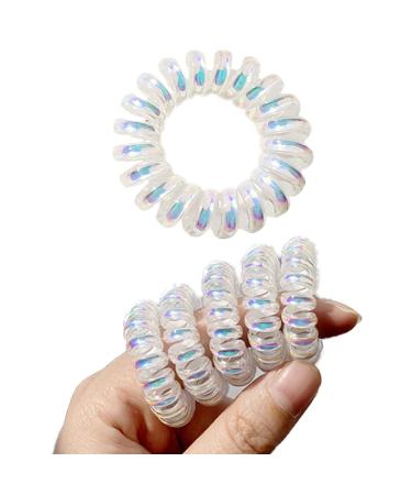 Spiral hair tie (6 pieces) spiral hair tie bronze for girls and women I strong hold and hair -friendly i that recycling material transparent strong hold hair -friendly 4 cm blue