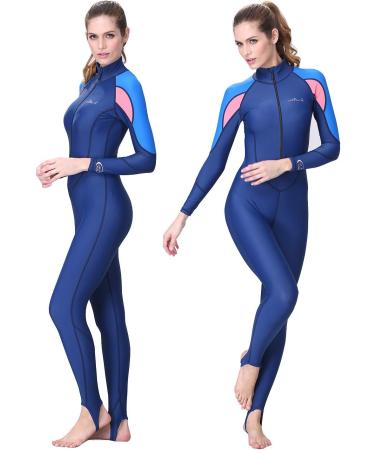 Womens Full Body Wetsuit UPF 50+ UV Protection Rash Guard Quick Dry Swimsuit - Blue - Large (125-135lb) - Buy Online on GoSupps.com