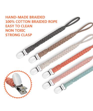 Handmade Braided Cotton Pacifier Clip Set - 6 Pack - Buy Online on GoSupps.com