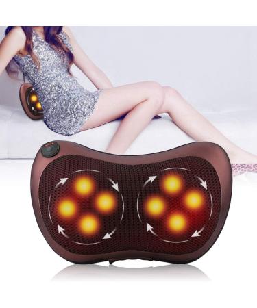 Shiatsu Massage Pillow for Car | 12V Neck & Back Massage Cushion with Heating & 8 Kneading Rollers - Coffee - Buy Online on GoSupps.com