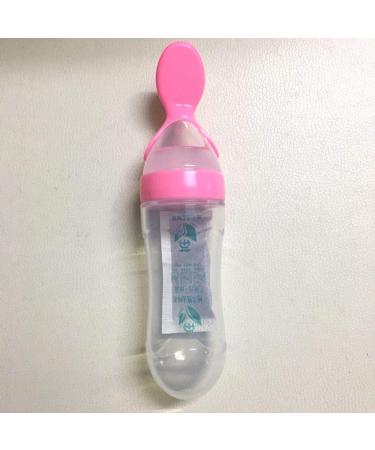 Squeeze Bottle Spoon Baby Feeding Set - 90ml Pink | Silicone Dispensing Feeder for Infant, Newborn & Toddler - Buy Online on GoSupps.com