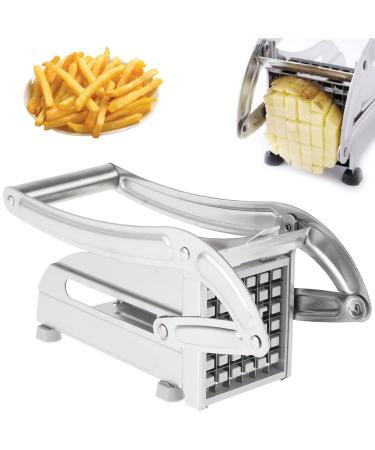 Abizarch French Fry Cutter Multifunction Vegetable Fruit Chopper with 2 Stainless Steel Blades for French Fries Chips Maker Potato Slicer for Tomato Potato Cooking Gadget Tool ZHAZHAMO(Silver)