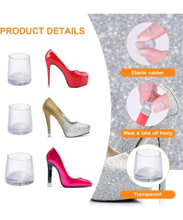 URAQT High Heel Protectors - 6 Pairs Transparent Stiletto Caps for Grass & Weddings - 3 Sizes - Buy Online on GoSupps.com