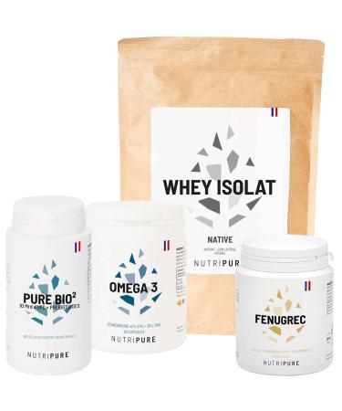 Nutripure | Fat Loss Pack | Whey Isolate Native Omega 3 1000mg Pure Bio Fenugreek | Weight Loss Supplements | Optimize Fat Loss or Dry | Made in France
