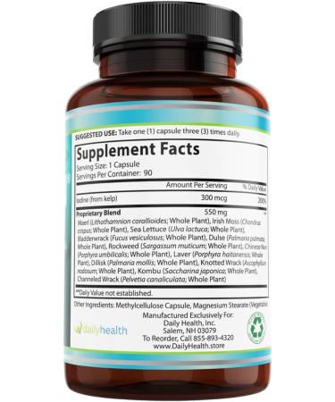 Seatrition Immune Thyroid Support Pure 12 Whole Seaweed Plants Vegan Friendly (1 Month Supply) Natural Multi Vitamin Sea Minerals Wholefood Nutrition Supplement 90 Veg Capsules 90 Count (Pack of 1) - Buy Online on GoSupps.com