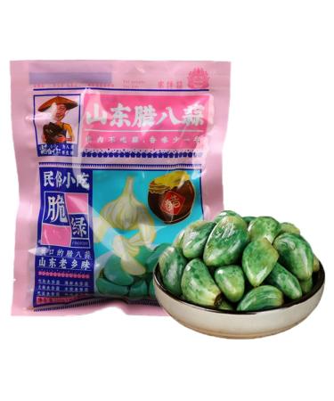 Laba Garlic Emerald Green Garlic, Sweet and Sour Garlic,Shandong specialty Pickled Pickles Fresh pickled garlic Pickles, Garlic gift condiments Side dish (260g/bag,1pcs) 260g/bag 1pcs