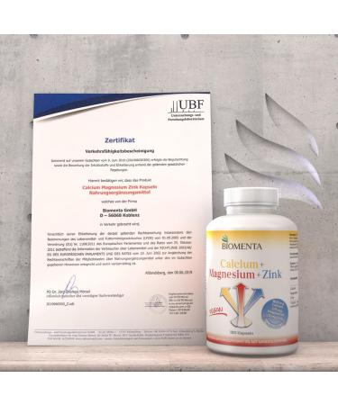 Buy BIOMENTA Calcium + Magnesium + Zinc - 180 High-Dose Vegan Capsules | Premium Quality Multi-Mineral Supplement - 100% NRV - Buy Online on GoSupps.com
