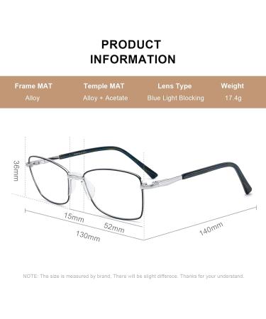 Buy RB Pilot Reading Glasses for Women - Blue Light Blocking Stylish Metal Frame Spring Hinge - 1.5x Magnification - International Shipping Available - Buy Online on GoSupps.com