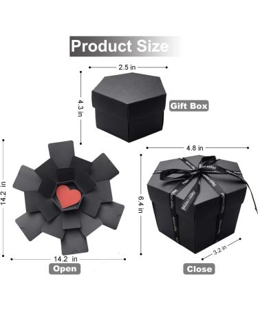 Wanateber Explosion Box DIY Handmade Photo Box for Birthday, Anniversary, Valentine's Day, Wedding - Black - Buy Online on GoSupps.com