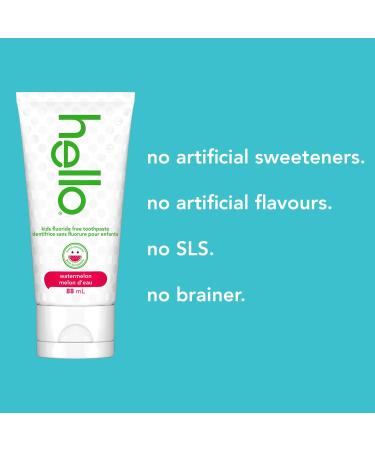 Hello Watermelon Flavour Fluoride Free Kids Toothpaste Vegan SLS Free Gluten Free Safe to Swallow for Baby and Toddlers Natural Toothpaste 88 mL 1 Pack Watermelon 88 ml (Pack of 1) - Buy Online on GoSupps.com