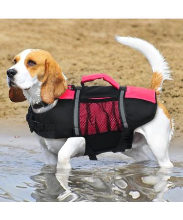 Adjustable Small Dog Life Jacket for Swimming | Reflective, High Buoyancy, Rescue Handle | Pink S 41-48cm Chest Girth - Buy Online on GoSupps.com