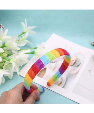 LYWYOUDDKH Women s Autumn Plush Headband - Rainbow Striped Elastic Hairband for Styling | International Shipping Available - Buy Online on GoSupps.com