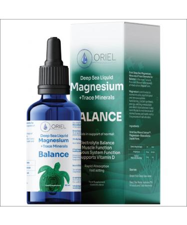 Oriel Magnesium Deep Sea Liquid Drops for Balance | With Other Trace Minerals | Rapid Absorption | Supports Normal Electrolyte Balance Muscle Function Nervous System Function | 30 mL | 30 Day Supply