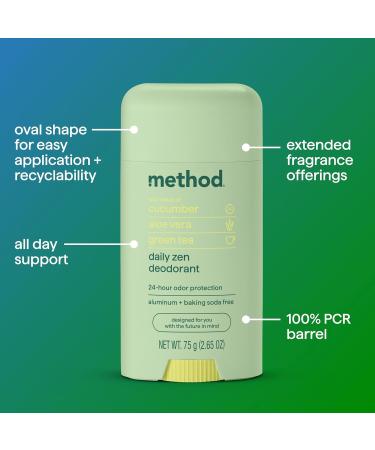 Method Deodorant Daily Zen - Cucumber Seaweed & Green Tea 24 Hour Odor Protection 2.65 oz | Shop Internationally - Buy Online on GoSupps.com