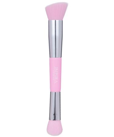 Foundation Makeup Brush - Buffing Blending Highlight Contouring. Contour Brush for use with Cream Powder Blush Liquid Foundation Concealer Primer Bronzer. Double Ended Make up Brush Pink 
