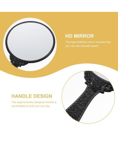 Minkissy Vintage Hand Mirror - Handheld Makeup & Hairdresser Mirror with Handle in Black Round Design for Travel, Home & Salon Vanity - Buy Online on GoSupps.com