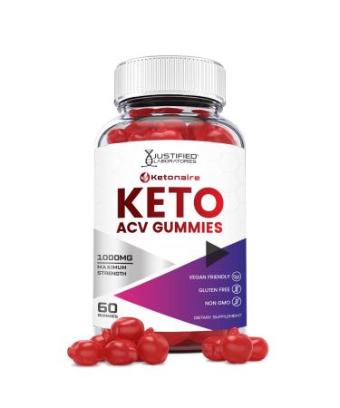 Justified Laboratories Ketonaire Keto ACV Gummies 1000MG Vegan Non GMO with Pomegranate Juice Beet Root B12 60 Gummys