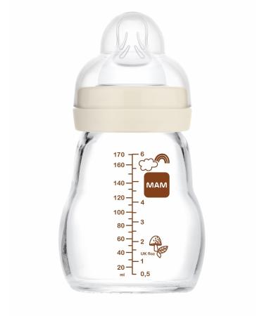 MAM Feel Good A161 glass drinking bottle with patented SkinSoftTM silicone ultra-soft silicone for babies from 0 months 170 ml