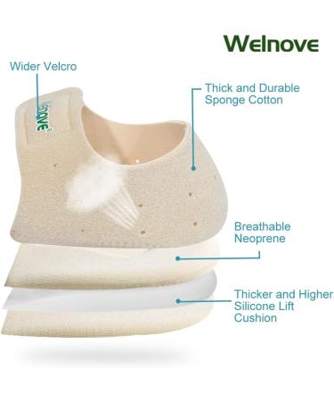 Welnove Heel Protectors - Breathable Heel Cups & Pillows for Pain Relief | Medium Size for Track Plantar Fasciitis & Tendinitis - Ivory (2 Pieces) - Buy Online on GoSupps.com
