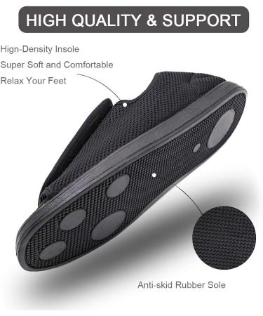 MEJORMEN Men's Diabetic Shoes Swollen Feet Slippers - Adjustable Comfortable Orthopedic Sandals - Black - Buy Online on GoSupps.com