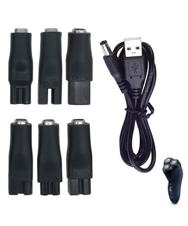 USB Shaver Charger Cable Durable 5V Shaver Charger Power Supplies with 6 Charging Cord Heads Replacement Power Lead Compatible with Various Shavers Purifiers Electric Hairdressers Others Power Cord