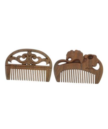 Ultechnovo 2st Kamm made of green sandal wood circuit scalp massage comb with hair -gel hairdressing comband manual tool massage comb wooden comb massager green sandalwood