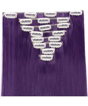 8pcs Dark Purple 26 Inch Clip in Hair Extensions - Silky Straight Full Head Synthetic Hair Pieces - Buy Online on GoSupps.com
