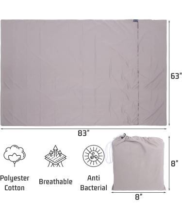 Camping Travel Sheet Sleeping Bag Liner | Lightweight Portable Sleep Sack for Adults | Breathable Compact Double Liner for Backpacking - Brown - Buy Online on GoSupps.com